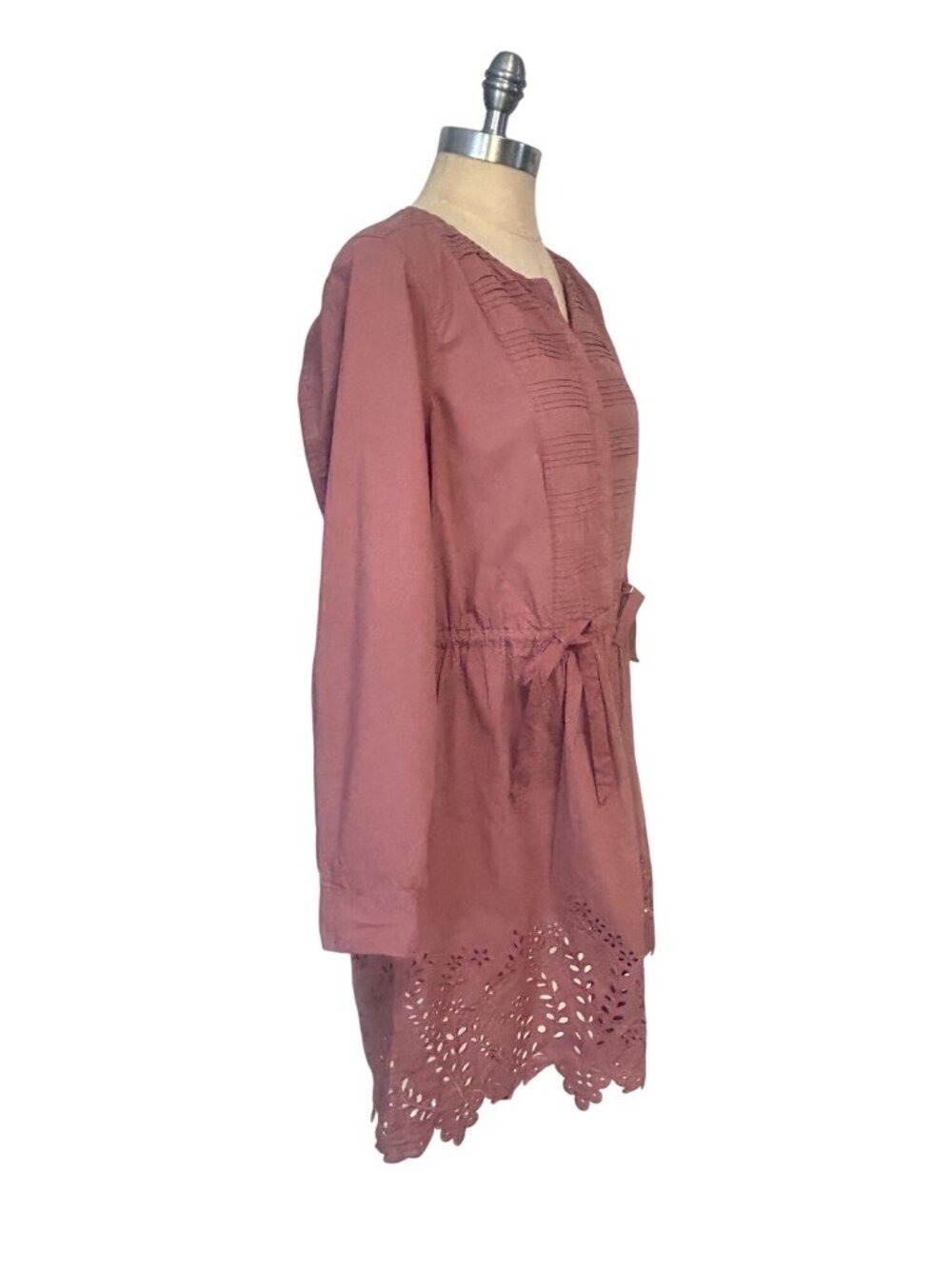 La Vie Rebecca Taylor Long Sleeve eyelet poplin Dress Medium - Picture 3 of 7